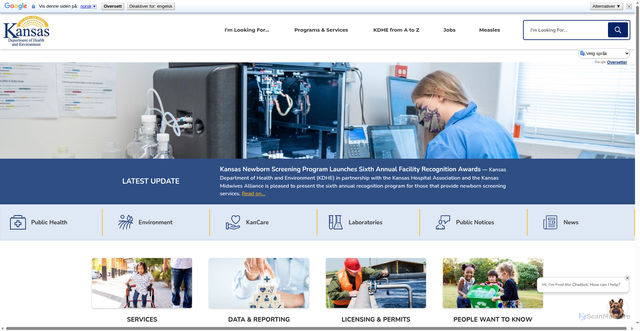 Security scan screenshot of https://www.kdhe.ks.gov/
