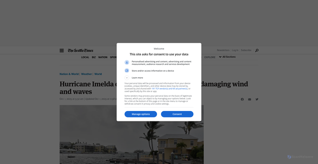 Security scan screenshot of https://www.seattletimes.com/nation-world/world/hurricane-imelda-rumbles-toward-bermuda-as-airport-schools-and-government-offices-close/