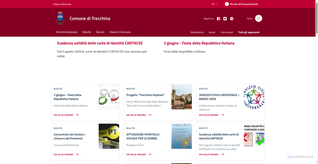 Security scan screenshot of https://comune.trecchina.pz.it/