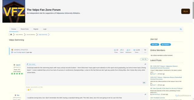 Security scan screenshot of https://www.valpofanzone.com/community/postid/5744/