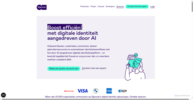 Security scan screenshot of https://signicat.nl