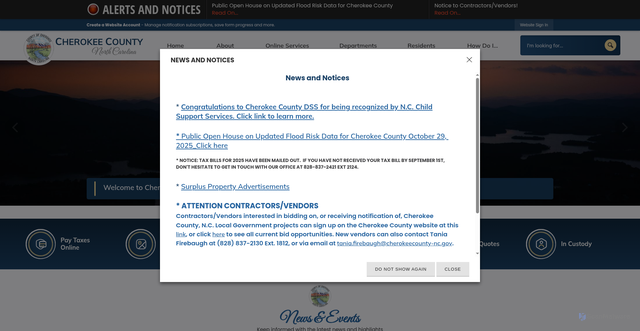 Security scan screenshot of https://www.cherokeecounty-nc.gov/