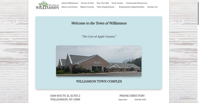 Security scan screenshot of https://town.williamson.ny.us/