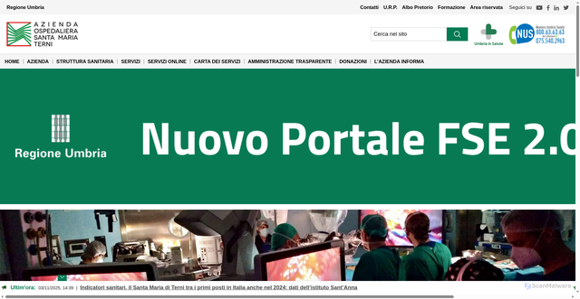 Security scan screenshot of https://www.aospterni.it/