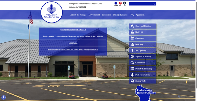 Security scan screenshot of https://caledonia-wi.gov/