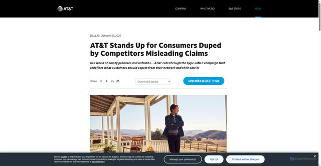 Security scan screenshot of https://about.att.com/story/2025/att-stands-up-for-consumers.html