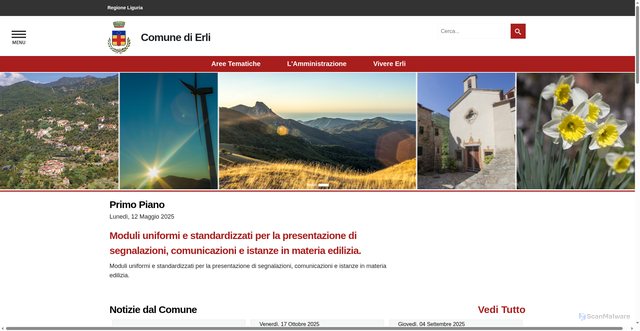 Security scan screenshot of https://www.comune.erli.sv.it/
