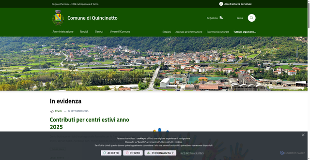 Security scan screenshot of https://www.comune.quincinetto.to.it/it-it/home