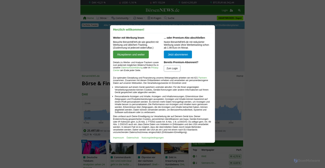 Security scan screenshot of https://boersennews.de