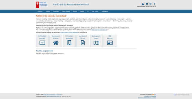 Security scan screenshot of nahlizenidokn.cuzk.gov.cz