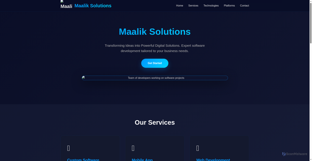 Security scan screenshot of https://maalik-solutions.com/