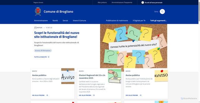 Security scan screenshot of https://www.comune.brogliano.vi.it/