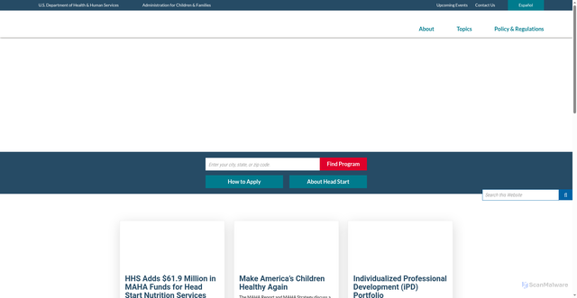 Security scan screenshot of https://headstart.gov/