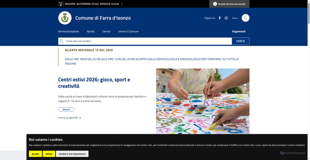 Security scan screenshot of https://www.comune.farradisonzo.go.it