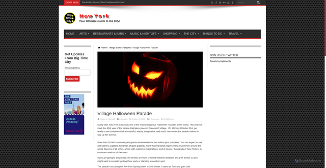 Security scan screenshot of https://bigtimecity.com/thingstodo/parades/village-halloween-parade/