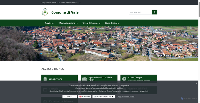 Security scan screenshot of https://www.comune.vaie.to.it/it-it/home