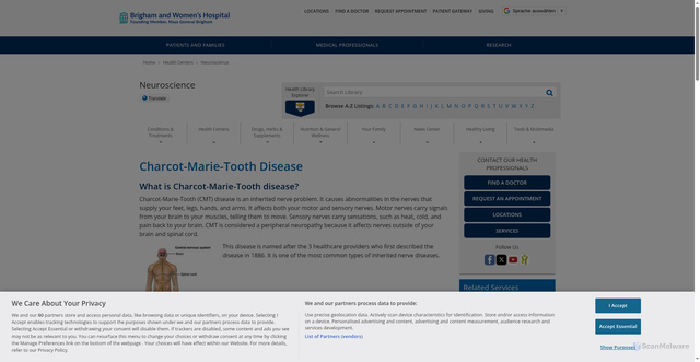 Security scan screenshot of https://healthlibrary.brighamandwomens.org/Conditions/Neuroscience/134,224