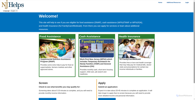 Security scan screenshot of https://www.njhelps.gov/