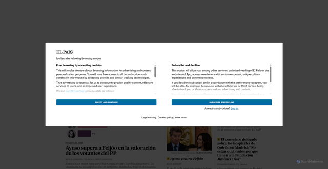 Security scan screenshot of https://brasil.elpais.com/