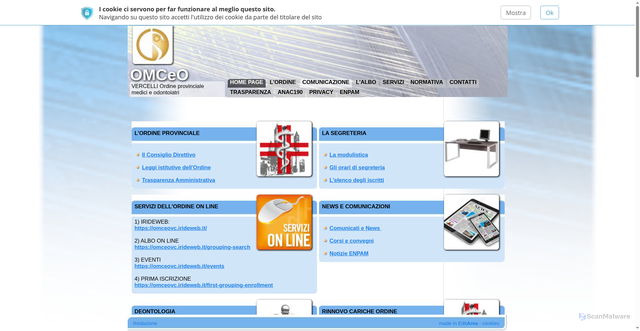 Security scan screenshot of https://www.ordinemedicivercelli.it/