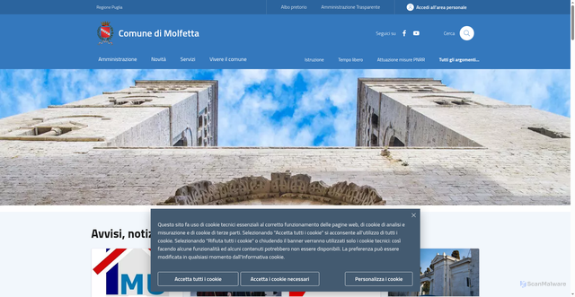 Security scan screenshot of https://www.comune.molfetta.ba.it/