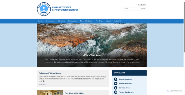 Security scan screenshot of https://www.eastduchesnewater.gov/