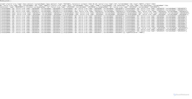 Security scan screenshot of https://www.newspapers.com/api/browse/1/united-states/tennessee/nashville/the-tennessean_3707/2012/05/19/main-edition/