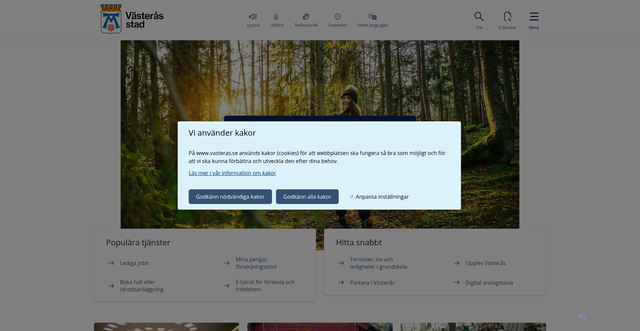 Security scan screenshot of https://www.vasteras.se/