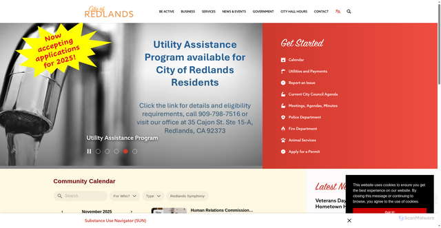 Security scan screenshot of https://www.cityofredlands.org/