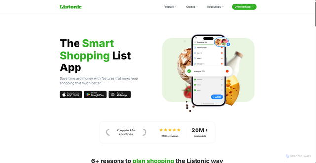Security scan screenshot of https://listonic.com