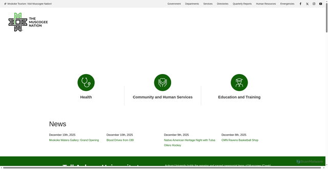 Security scan screenshot of https://www.muscogeenation.com/