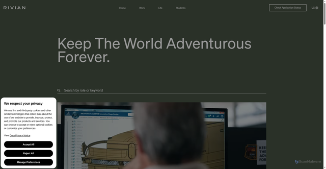 Security scan screenshot of https://careers.rivian.com/careers-home/