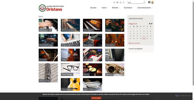Security scan screenshot of https://www.scuolacivicamusica.oristano.it
