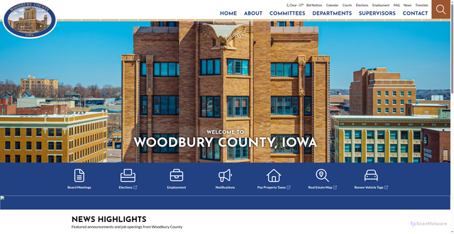 Security scan screenshot of https://www.woodburycountyiowa.gov/