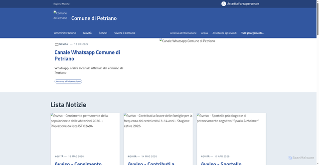 Security scan screenshot of https://www.comune.petriano.pu.it