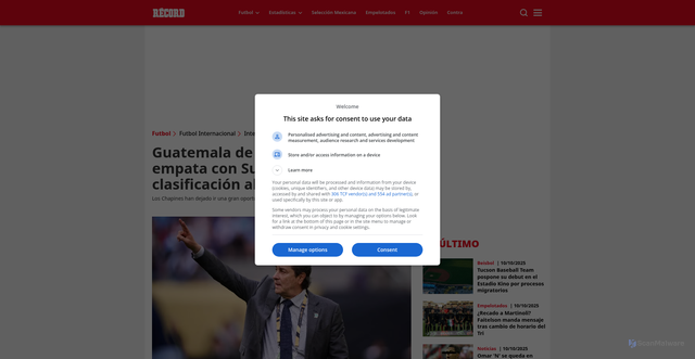 Security scan screenshot of https://www.record.com.mx/futbol/futbol-internacional/internacionales/guatemala-de-luis-fernando-tena-empata-con-surinam-y