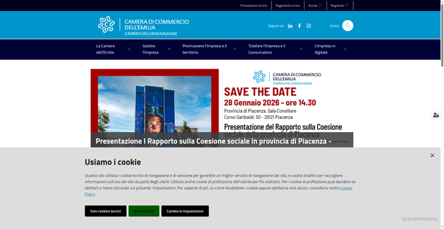 Security scan screenshot of https://www.emilia.camcom.it