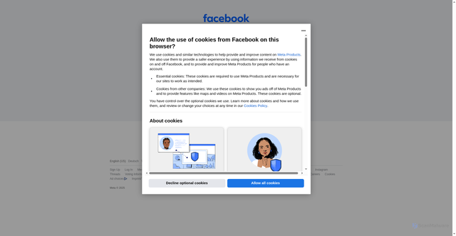 Security scan screenshot of https://www.facebook.com/login/
