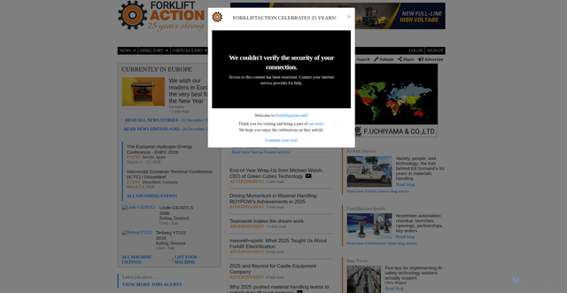 Security scan screenshot of https://forkliftaction.com