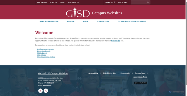 Security scan screenshot of https://garlandisdschools.net