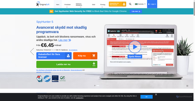 Security scan screenshot of https://www.enigmasoftware.com