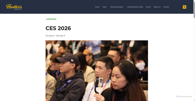 Security scan screenshot of https://hustlerslibrary.com/event/ces-2026/