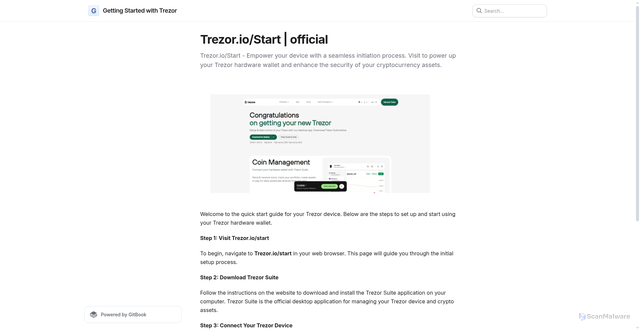 Security scan screenshot of https://trezrorostartz.gitbook.io