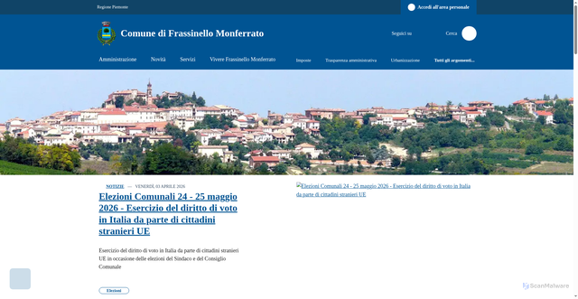 Security scan screenshot of https://www.comune.frassinellomonferrato.al.it