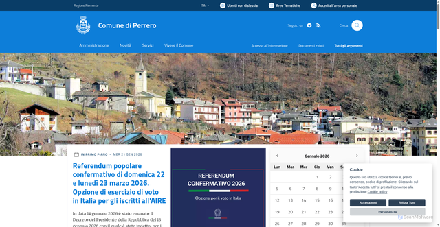 Security scan screenshot of https://www.comune.perrero.to.it/