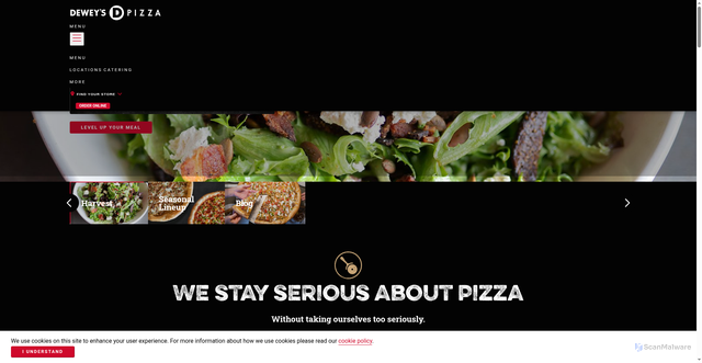 Security scan screenshot of https://deweyspizza.com/
