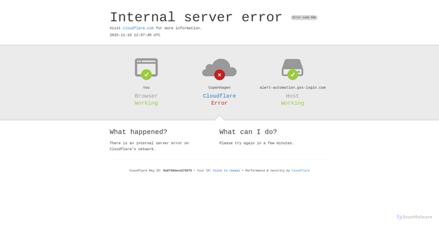 Security scan screenshot of http://alert-automation.gss-login.com/