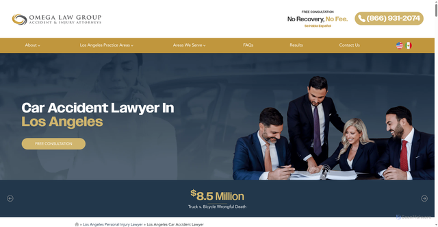 Security scan screenshot of https://www.omegalaw.com/los-angeles/car-accident-lawyer/
