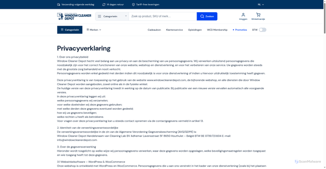 Security scan screenshot of https://rwdp.isbijnaonline.be/legal/privacyverklaring/