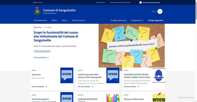 Security scan screenshot of https://www.comune.sanguinetto.vr.it/